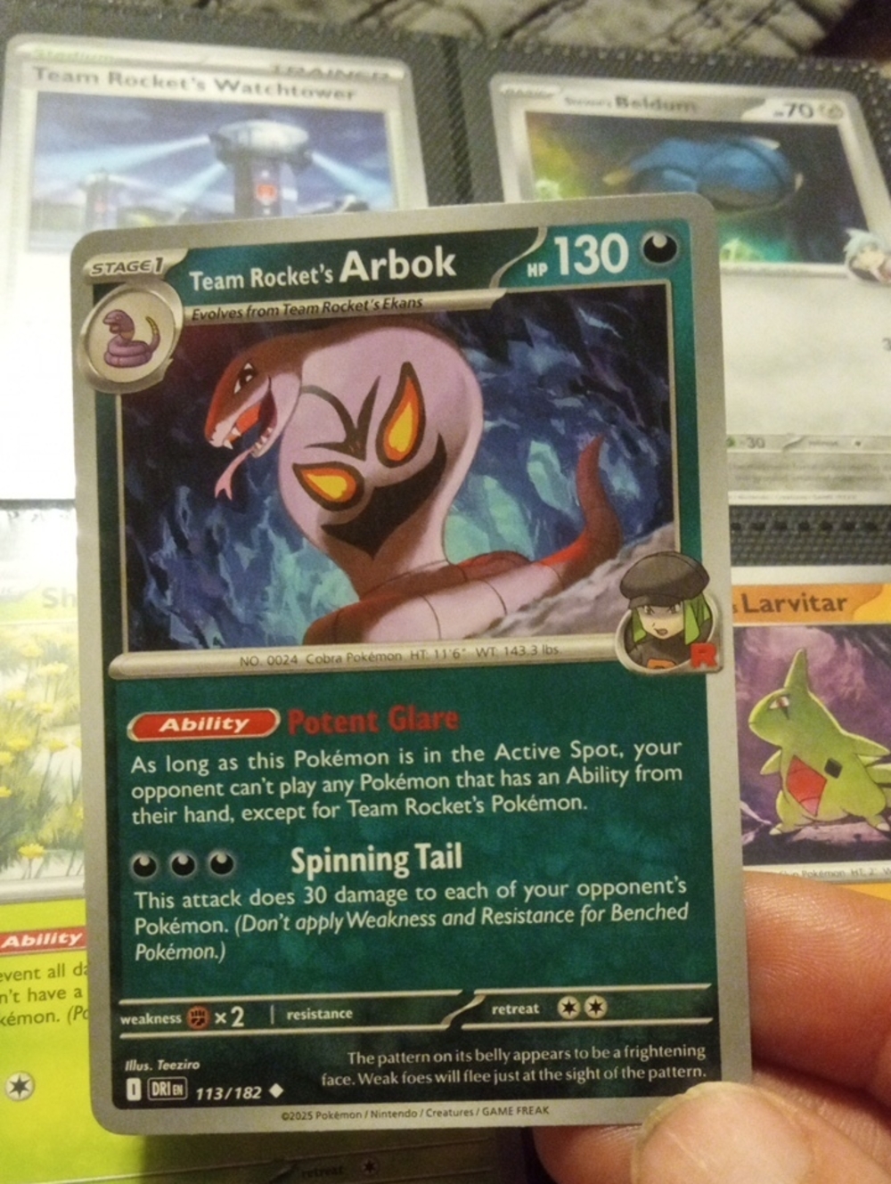 Pokemon Team Rocket's Arbok Card – Green & Purple